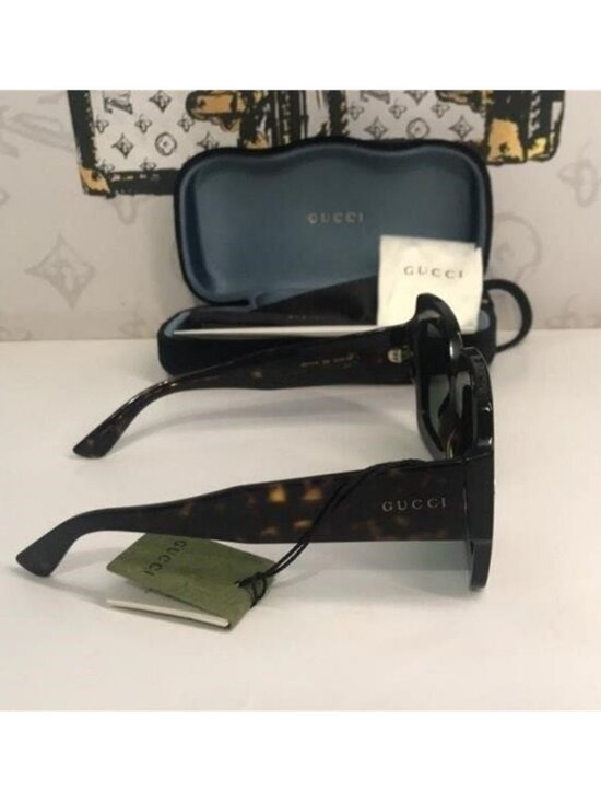 New Authentic Gucci GG1111S 002 Havana Square Sunglasses Green Lenses main image 7